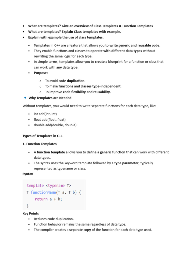 oops unit 5 | PDF | Text File | C++