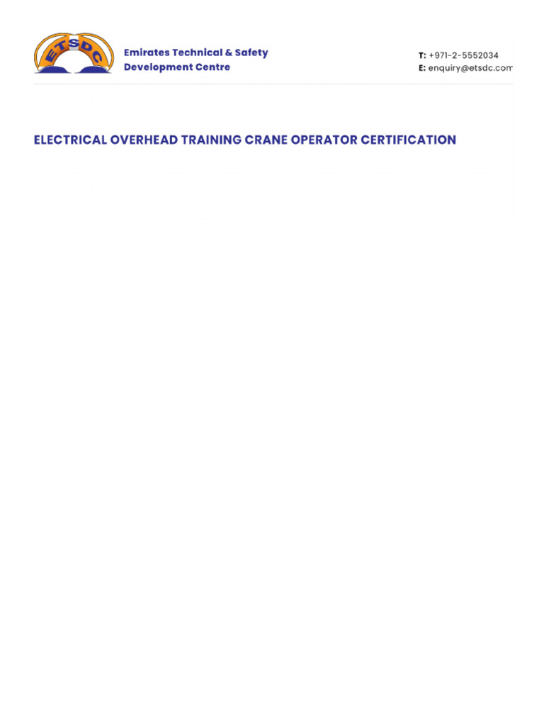 Electrical Overhead Training Crane Operator Certification | PDF