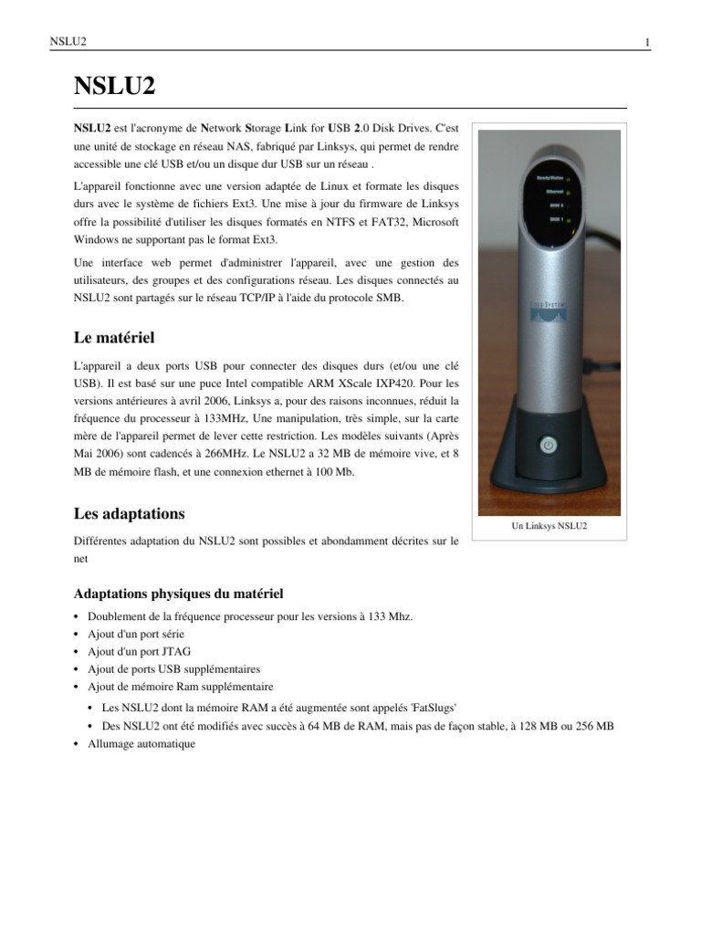NSLU2 Linksys Wiki | PDF | Logiciel système | Informatique