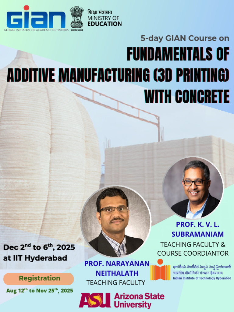 3D Concrete Printing Course at IIT Hyderabad | PDF | 3 D Printing ...