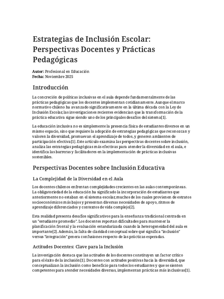 Estrategias para la Inclusión Educativa | PDF | Inclusión (Educación ...