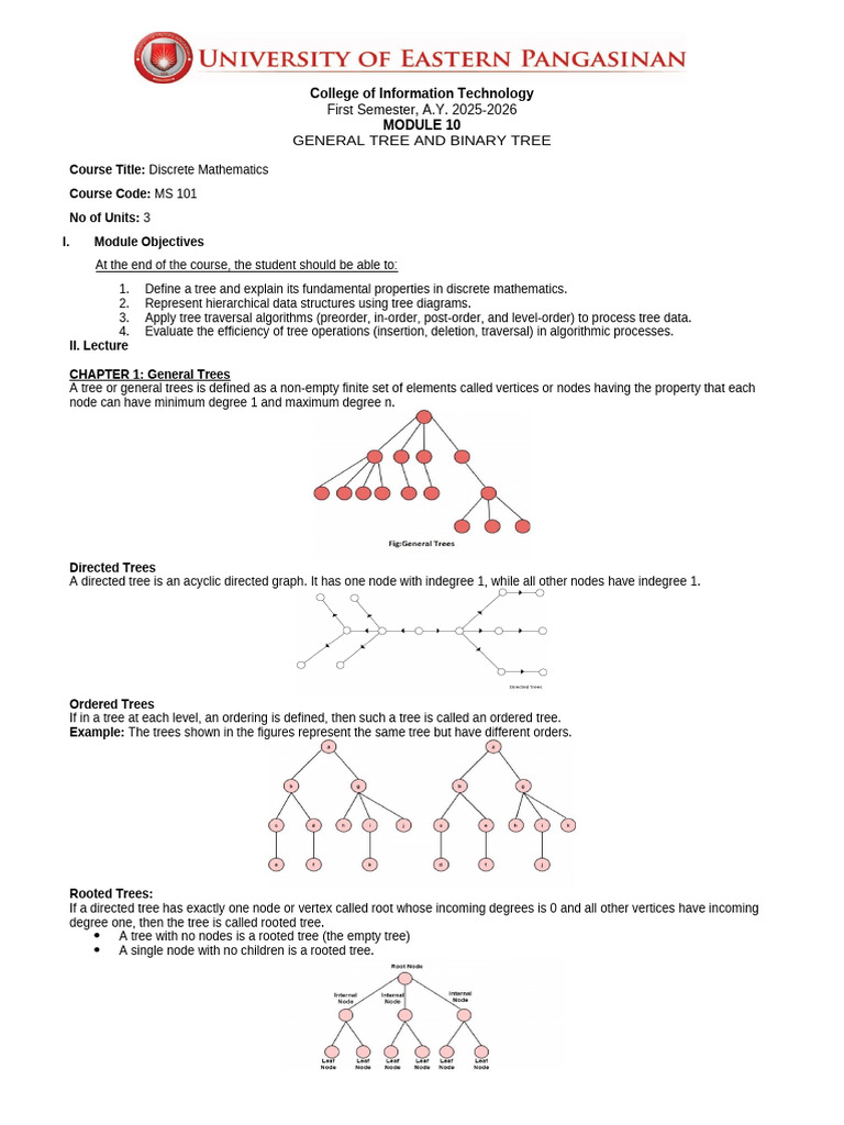 General and Binary Trees in Discrete Math | PDF | Discrete Mathematics ...