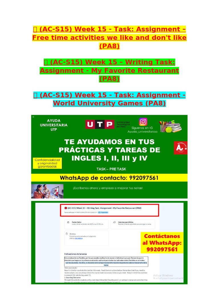 Week 15 Writing Assignments Overview | PDF | Grammar | Linguistic ...