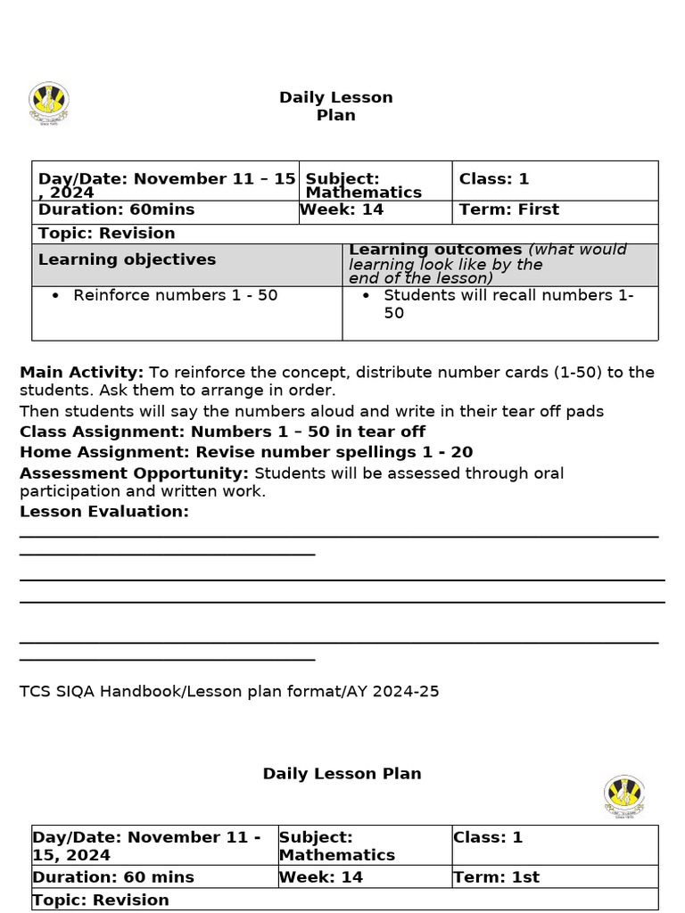 Math Revision | PDF | Lesson Plan | Learning