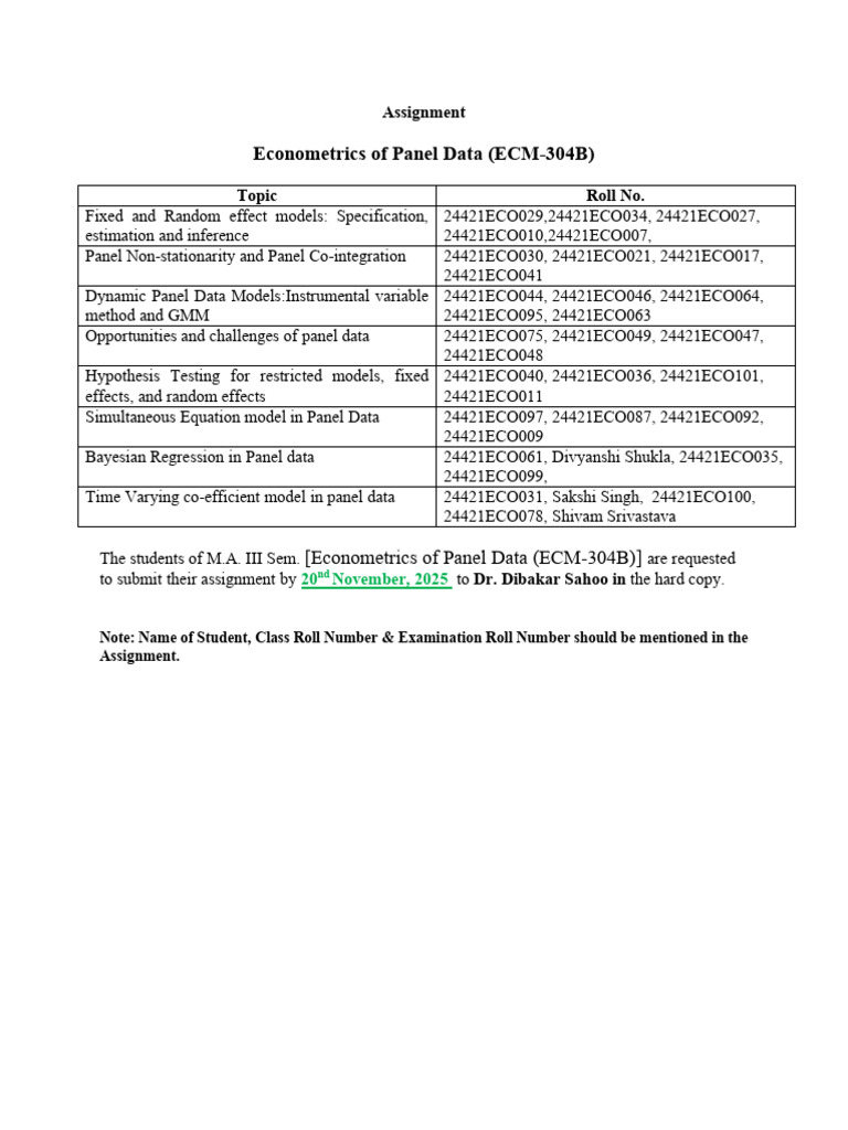 Panel Data Econometrics Assignment | PDF