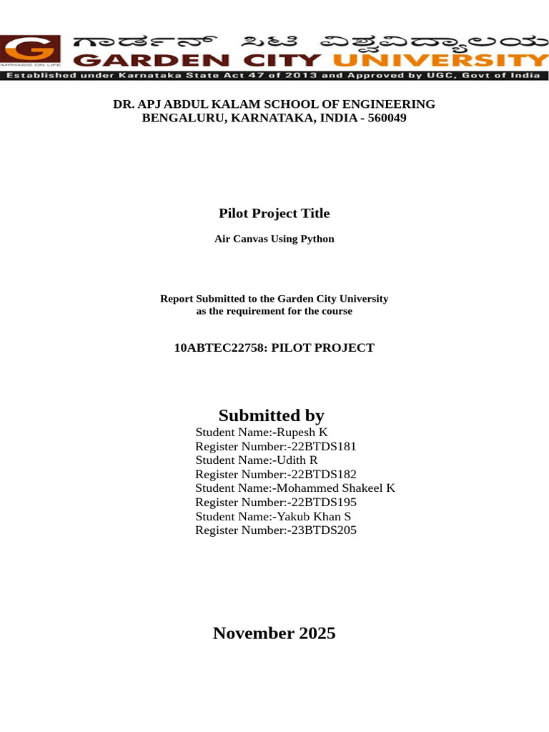 Pilot Project Report Format1234 | PDF | Augmented Reality | Computer Vision