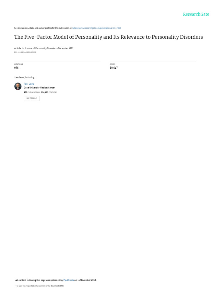 Personality Stability and Implications For Clinical Psych | PDF