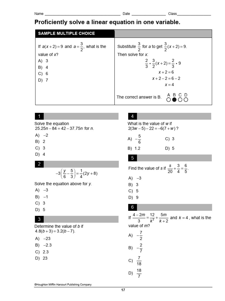 Practice Booklet Skill1 LO5 | PDF | Equations | Mathematics