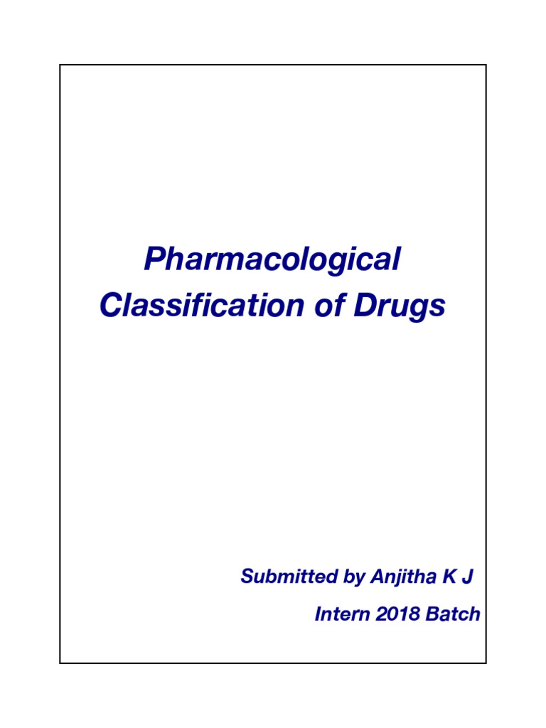 Pharmacological Drug Classifications Guide | PDF | Nausea | Vomiting