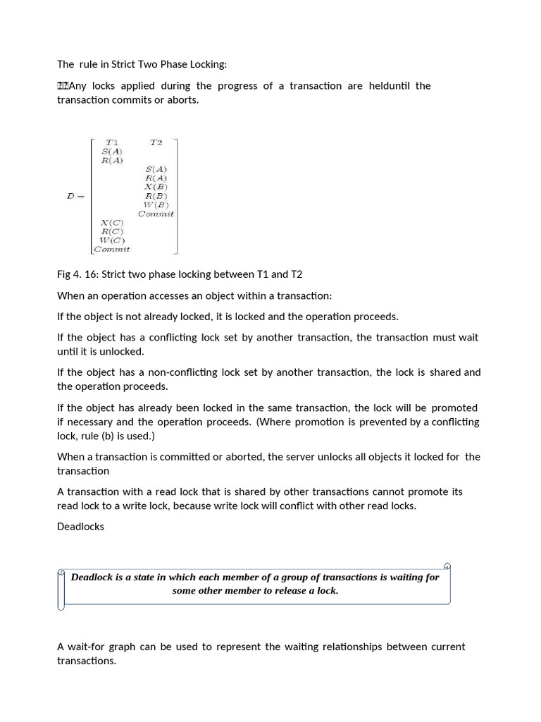 Strict Two-Phase Locking and Deadlock Management | PDF | Replication ...
