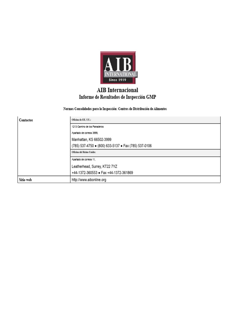 Informe de Inspección GMP AIB 2013 | PDF
