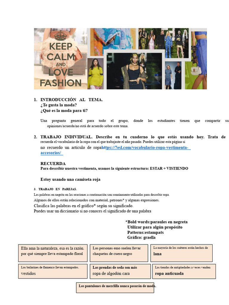 Vocabulario y Descripción de Moda | PDF | Ropa | Pantalones