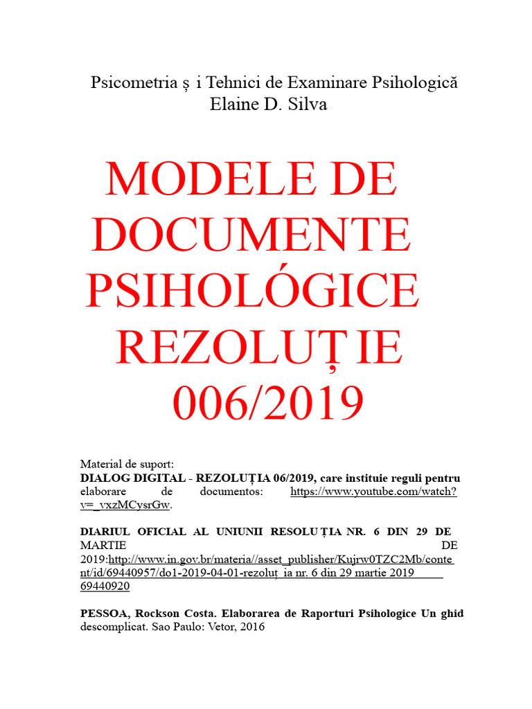 Modele Documente Rezolutia 6 Din 2019 | PDF