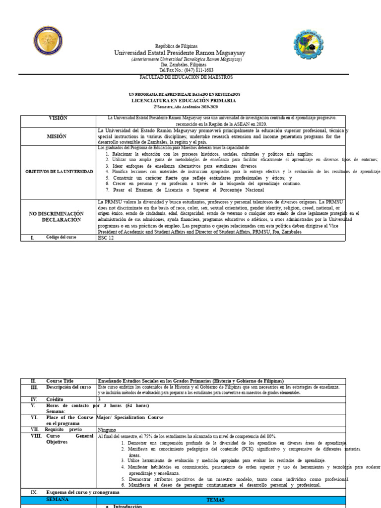 Programa de Licenciatura en Educación Primaria | PDF | Plan de estudios ...