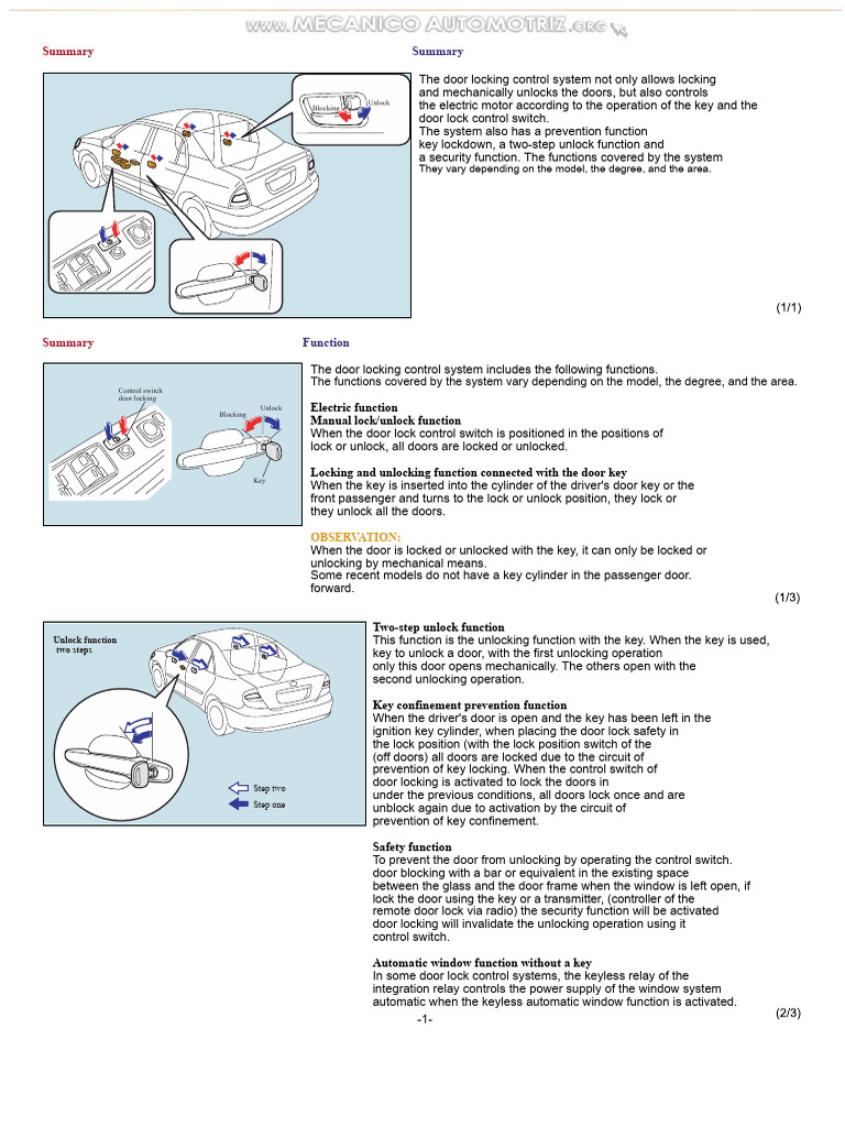 Door Locking Control System Overview | PDF | Vehicles | Mechanical ...