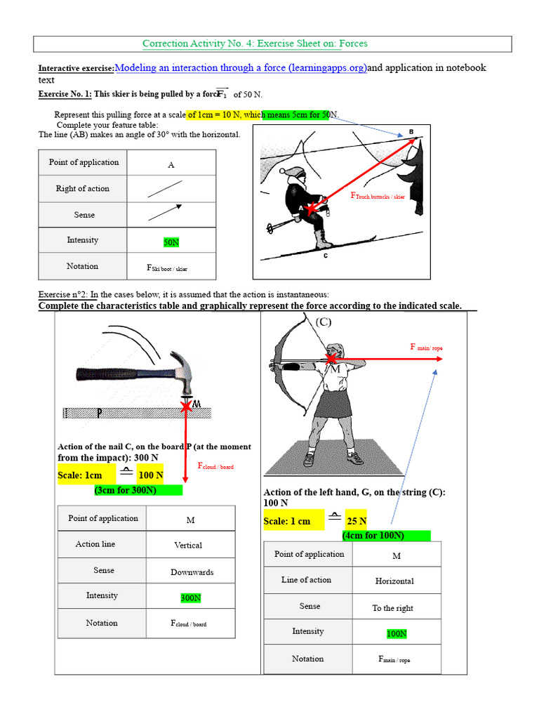 Forces Exercise Sheet for Students | PDF