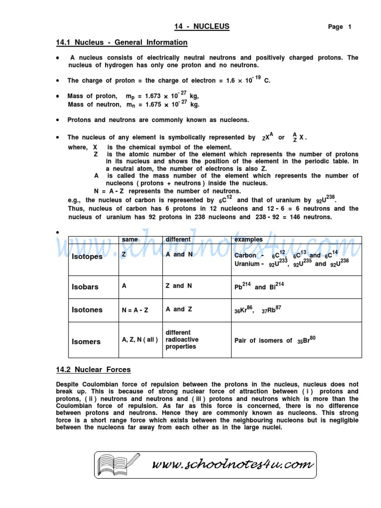 14 - Nucleus 14.1 Nucleus - General Information | PDF | Science ...