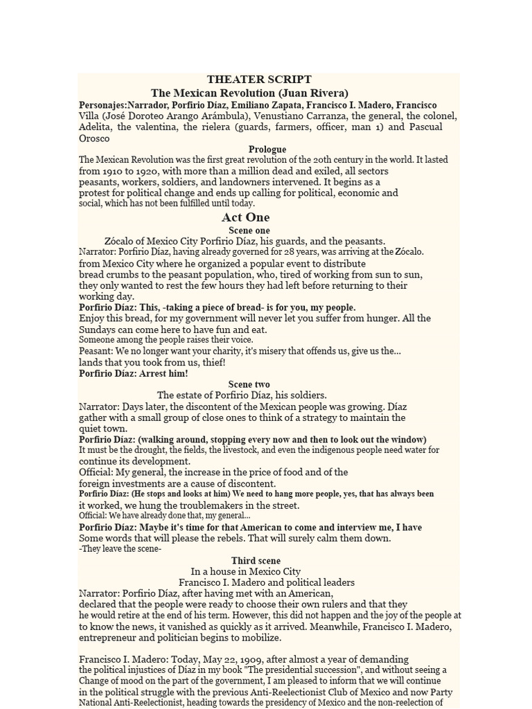 Mexican Revolution Theater Script | PDF | Mexican Revolution ...