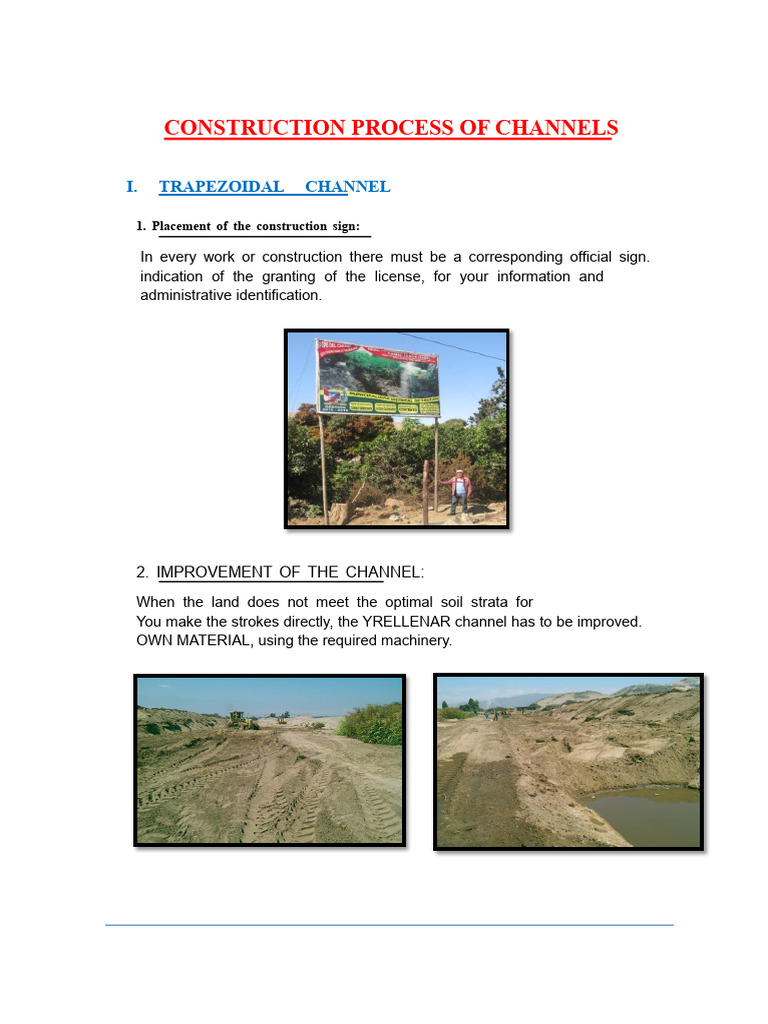 Trapezoidal & Rectangular Channel Construction | PDF | Concrete | Materials