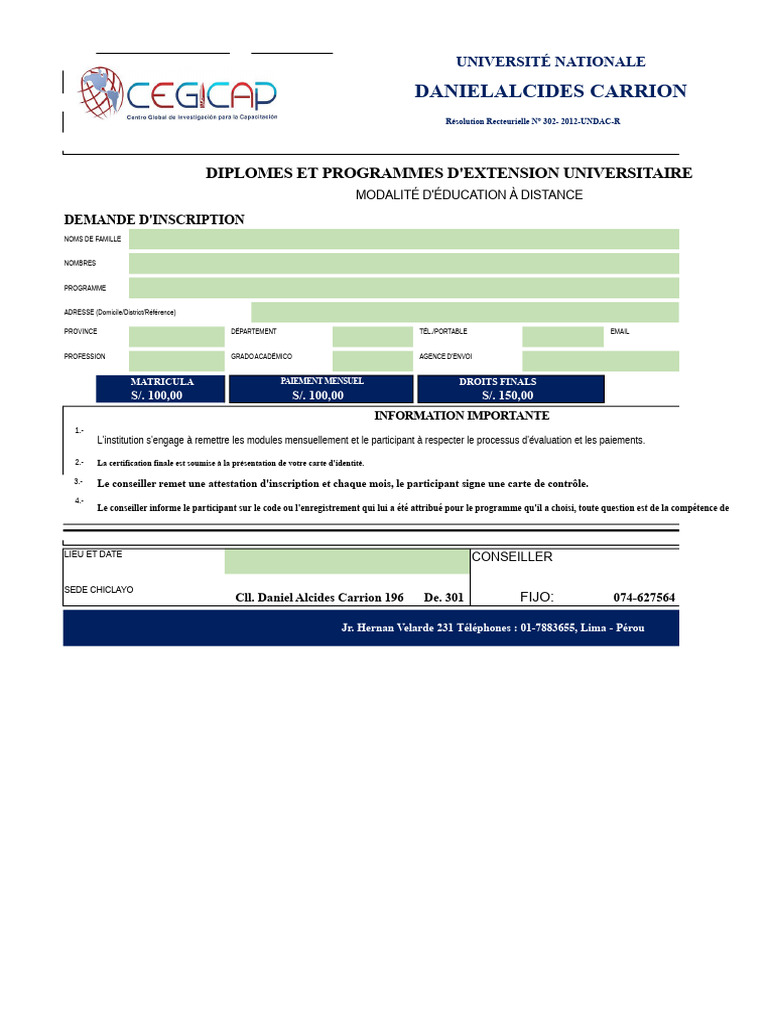 Inscription à l'Éducation à Distance UNDAC | PDF