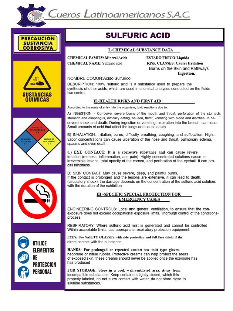 Sulfuric Acid: Health Risks & Safety Guide | PDF | Sulfuric Acid | Burn