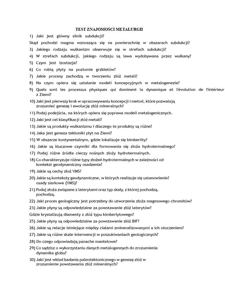Test wiedzy | PDF