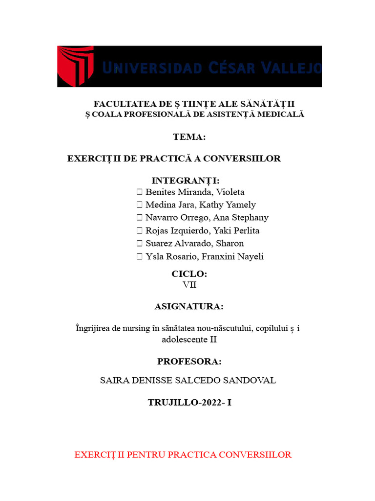 Exerciții Pentru Practicarea Conversiilor | PDF