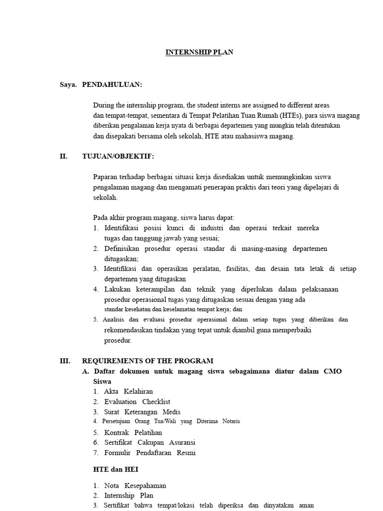 Rencana Magang: Tujuan dan Persyaratan | PDF