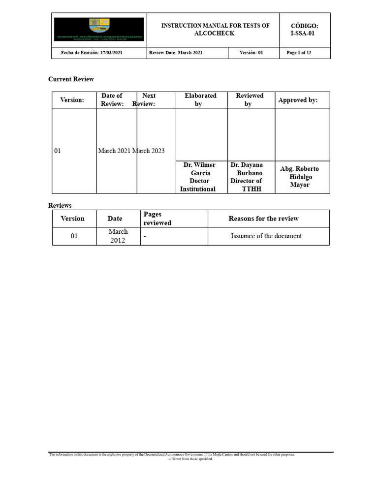 INSTRUCTION MANUAL FOR ALCOCHECK TESTS | PDF | Drugs | Substance Abuse