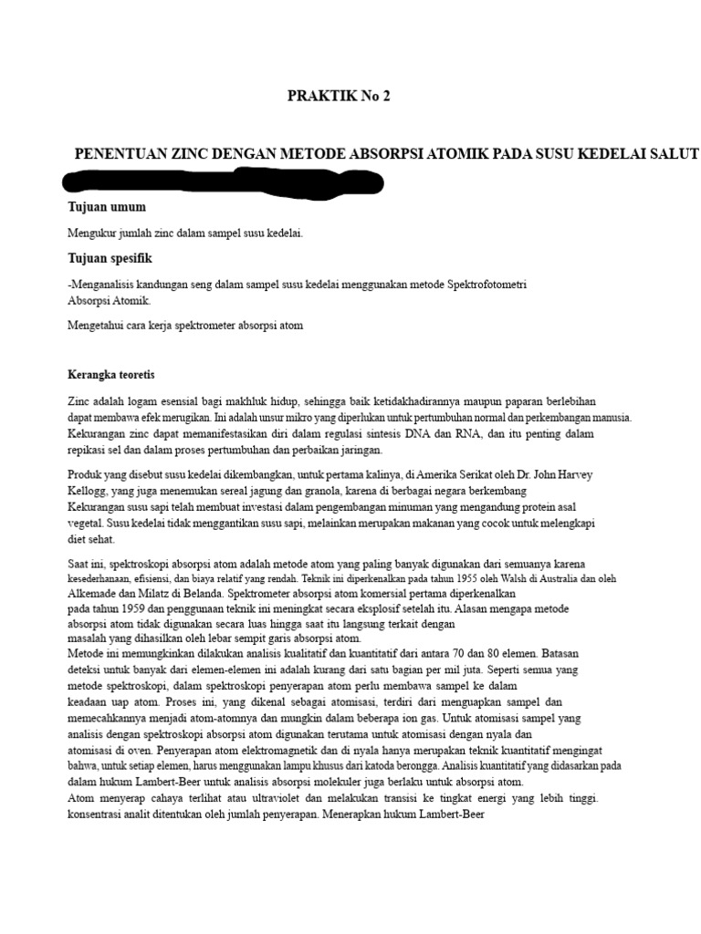 Analisis Zinc dalam Susu Kedelai | PDF
