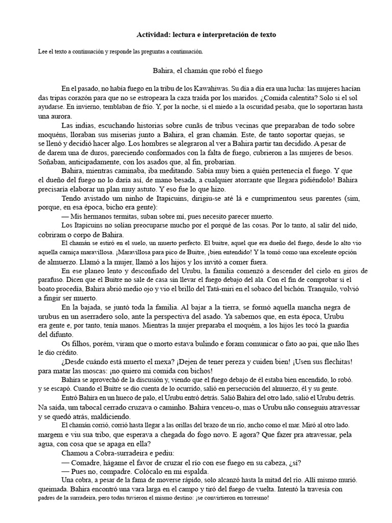 Actividades de Interpretación de Texto | PDF