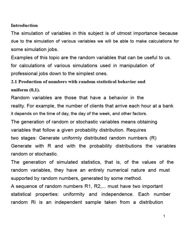 Random Variable Simulation Techniques | PDF | Probability Distribution ...
