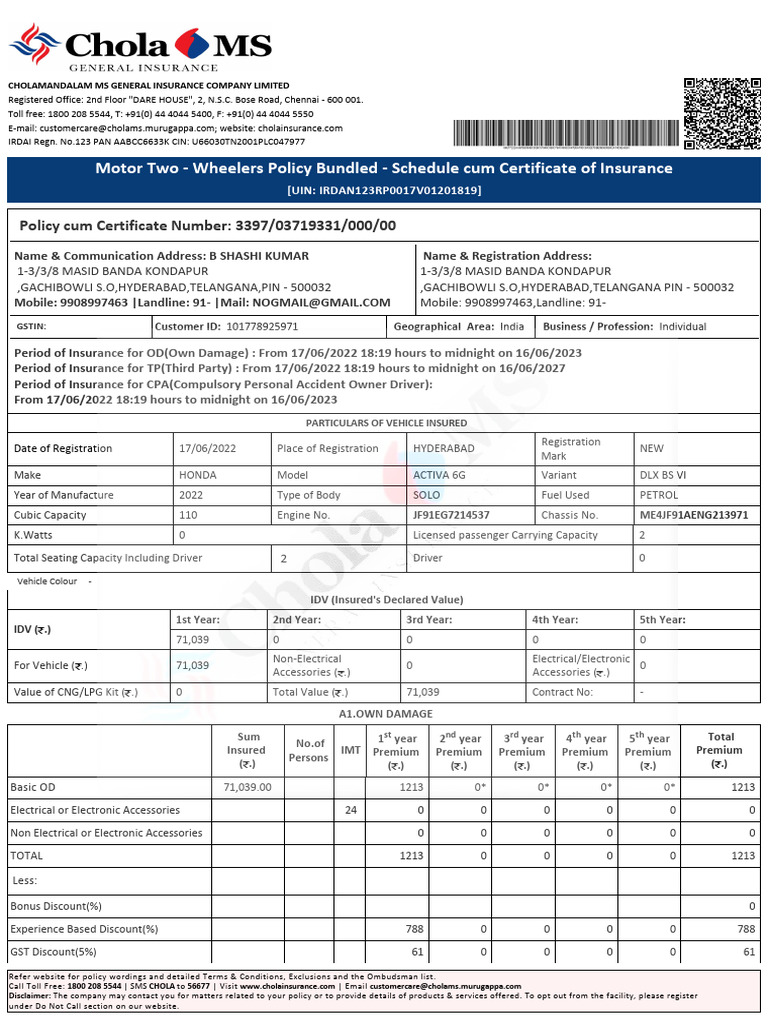 insurance chola | PDF | Insurance | Liability Insurance