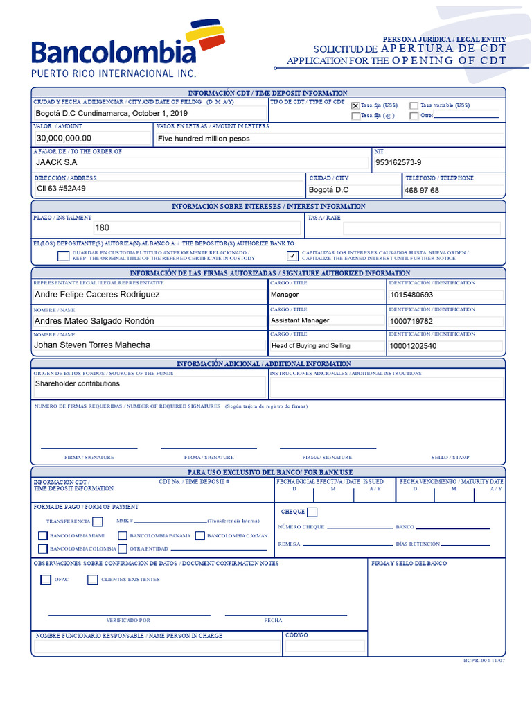 Request CDT Legal Entity PDF | PDF