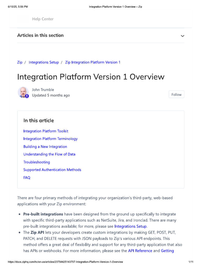 Integration Platform Version 1 Overview | PDF