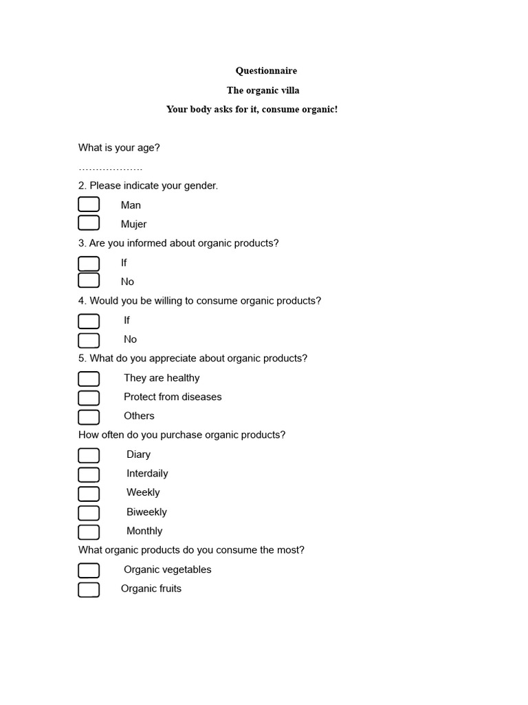 Organic Products Consumption Survey | PDF