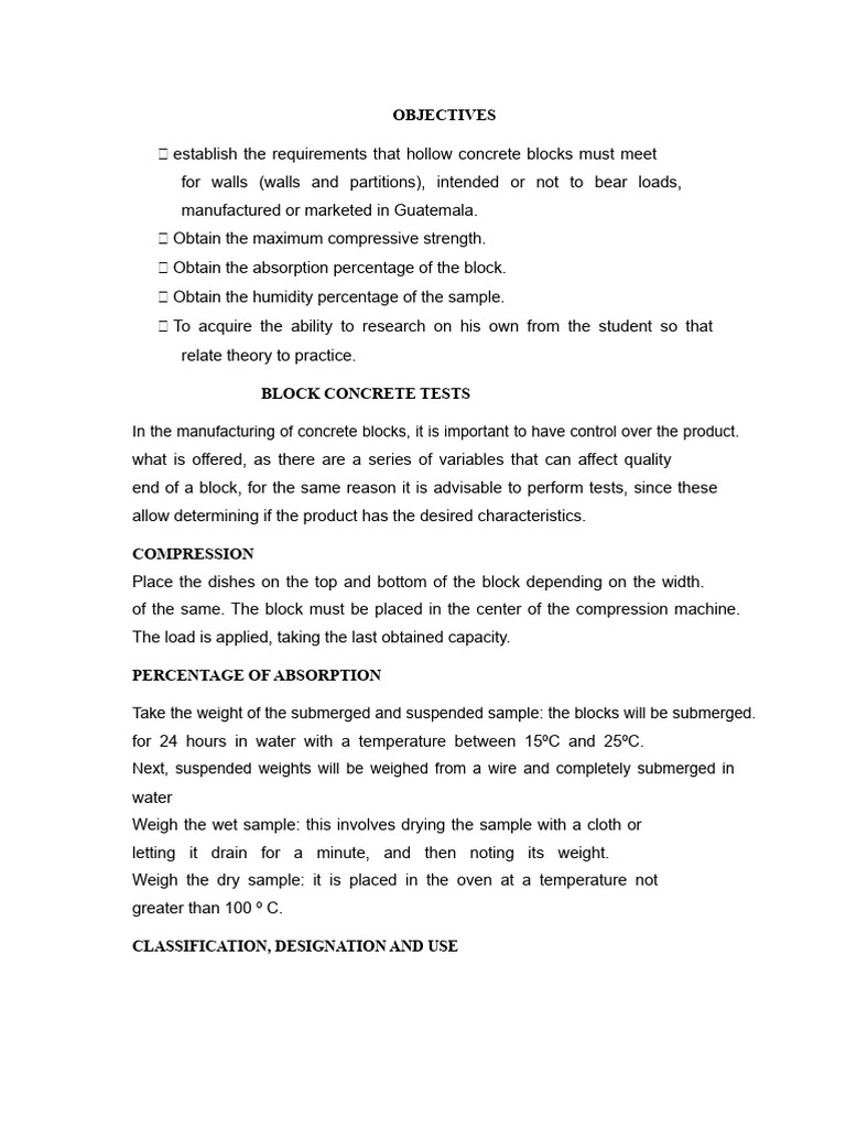 Laboratory Test of Concrete Block Laboratory | PDF | Concrete | Wall