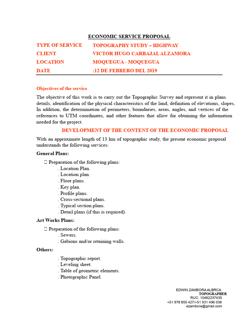 Proforma of Services | PDF | Topography