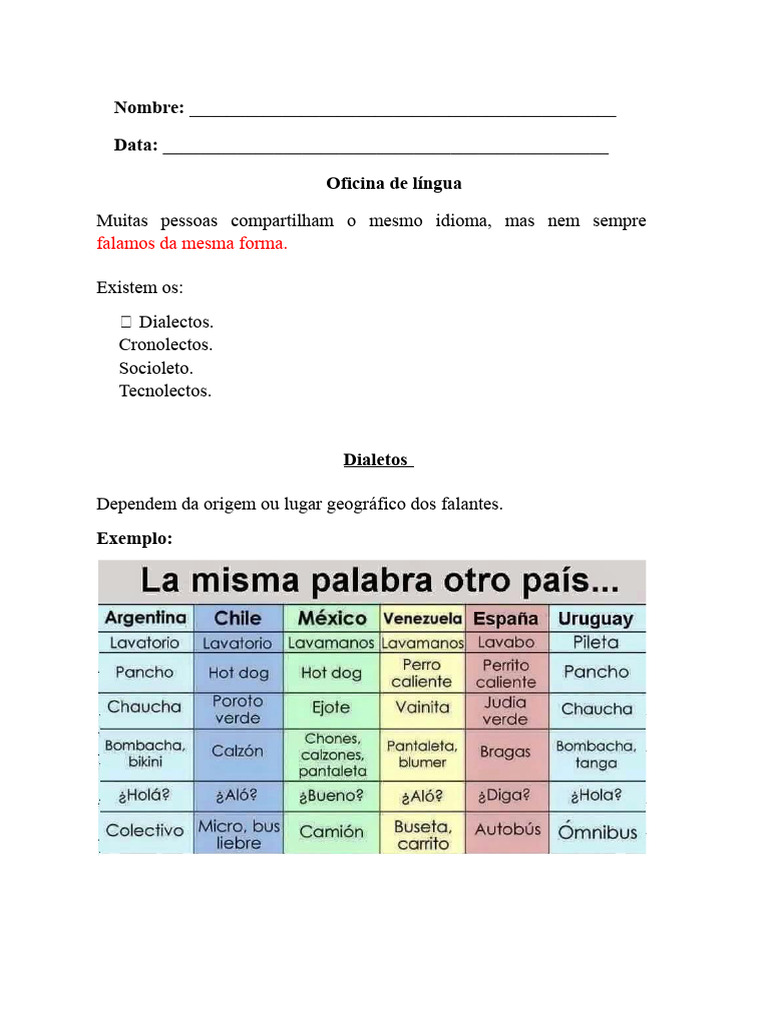 Língua Oficina Lectos | PDF