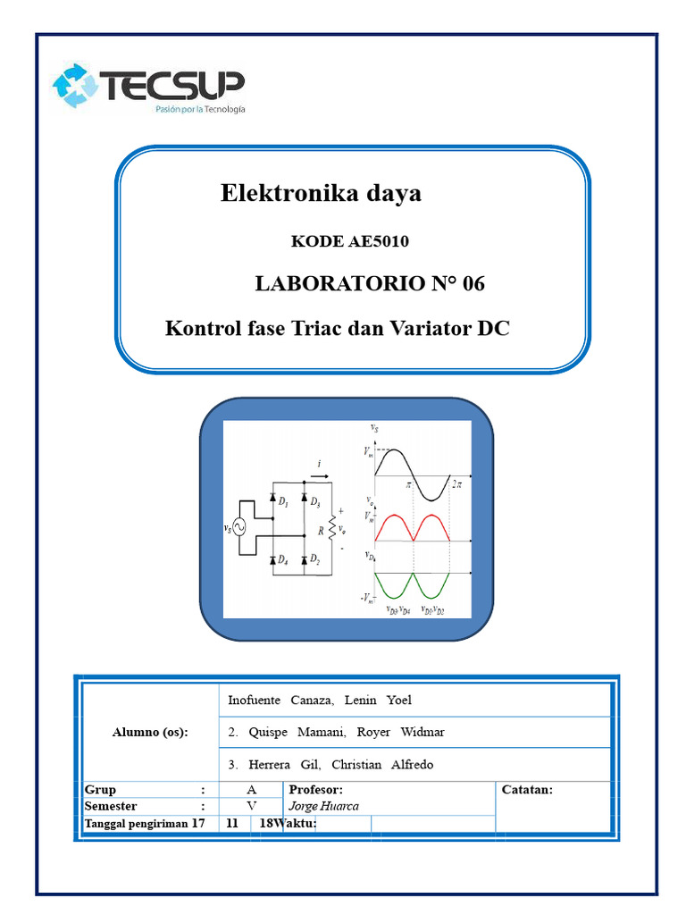 Lab06 - Kontrol Fase Triac - Motor DC | PDF