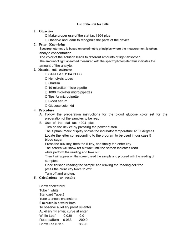 Use of The Stat Fax 1904 | PDF | Spectrophotometry