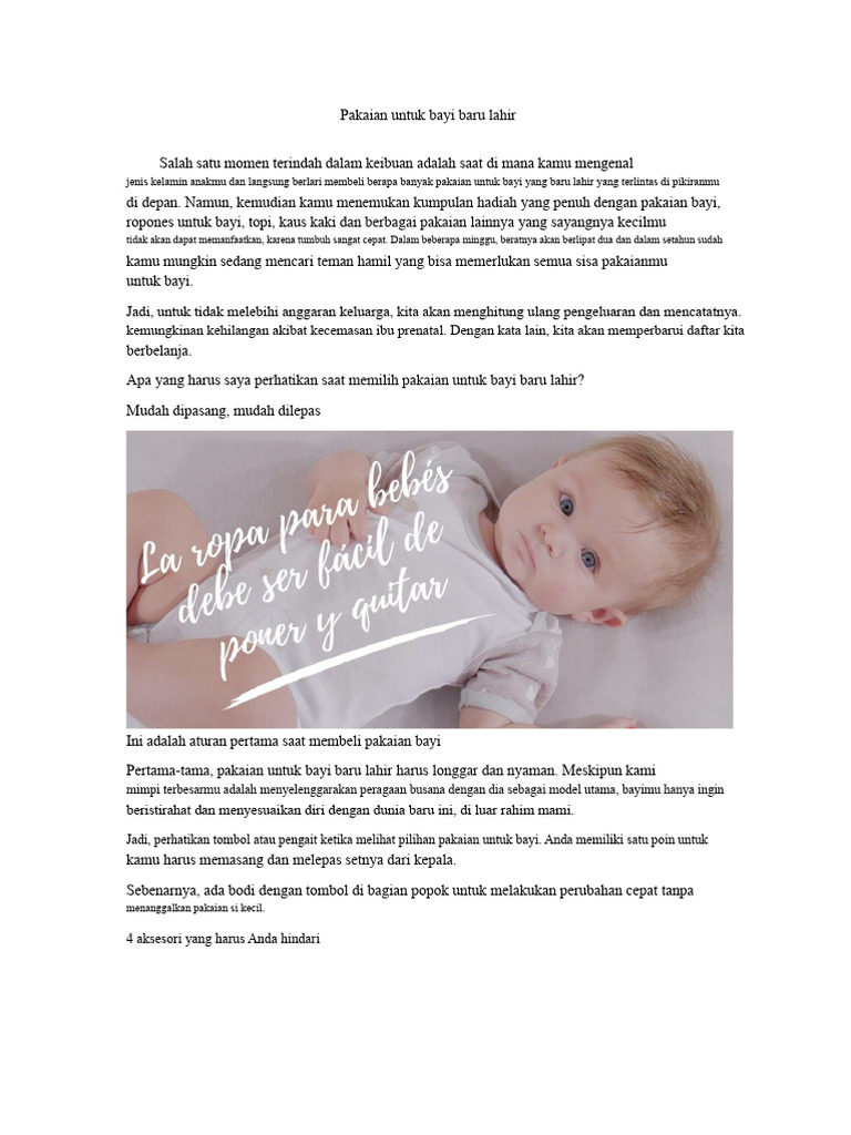 Pakaian Bayi Baru Lahir | PDF