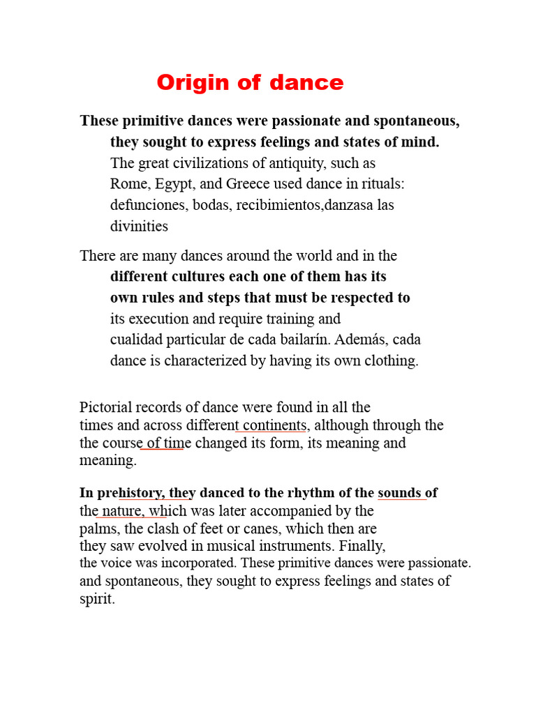 Origin of Dance | PDF | Dances | Choreography