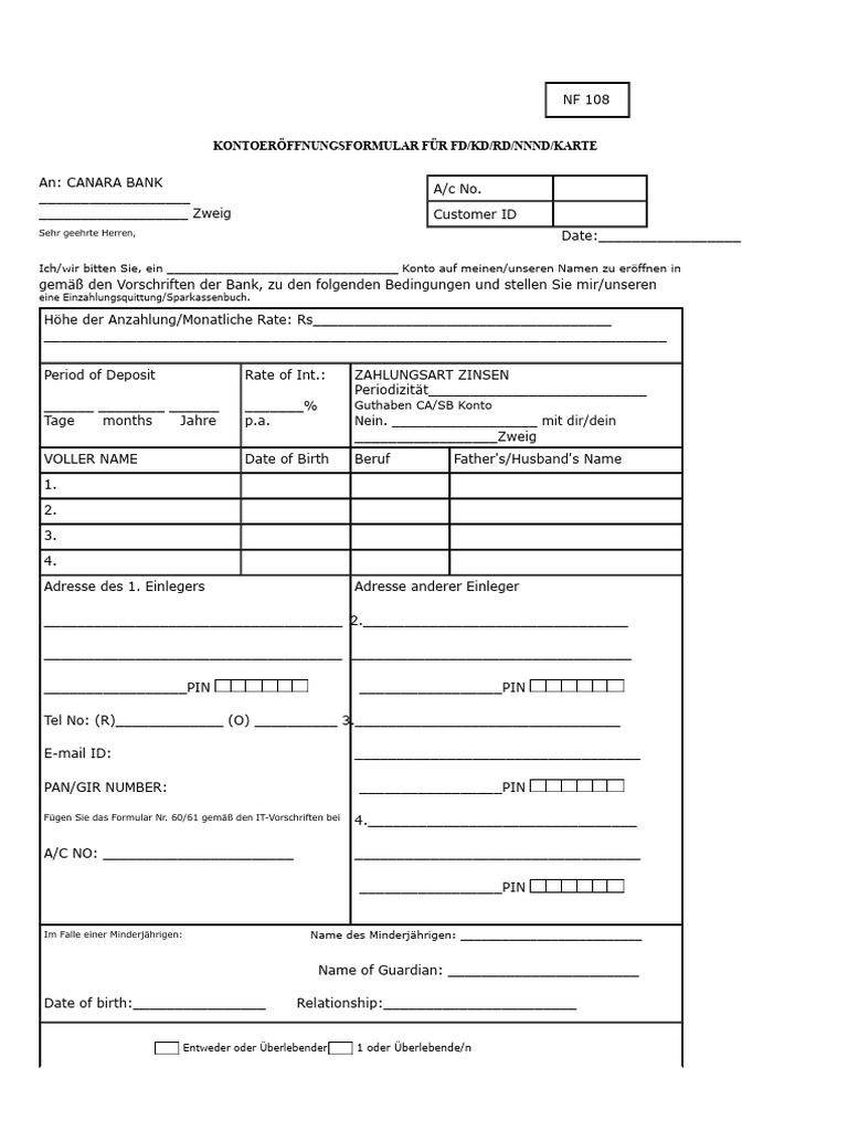 FD RD KD - Form | PDF