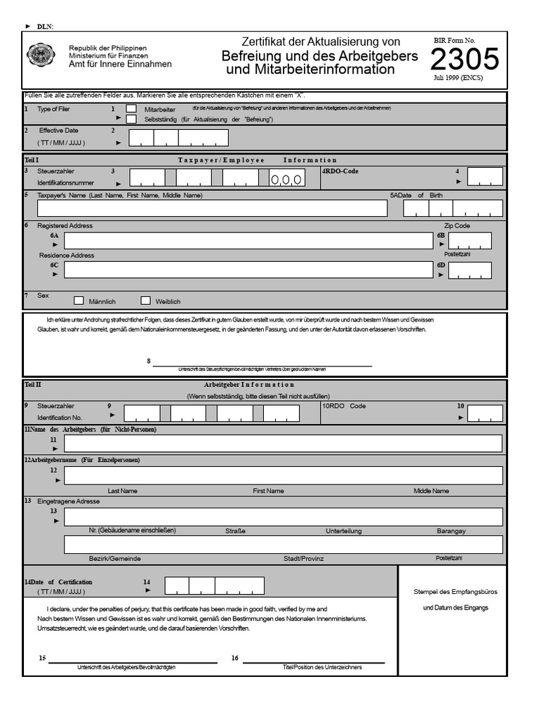 Bir FORM 2305 PDF | PDF