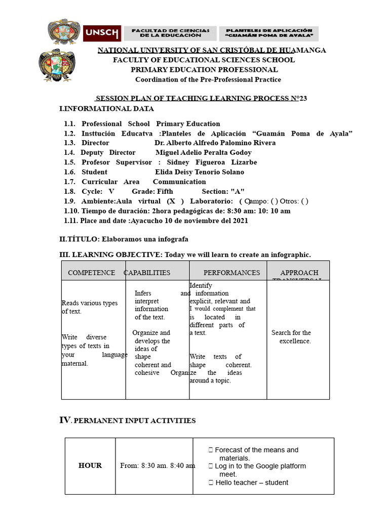 Teaching Session Plan: Creating Infographics | PDF | Learning | Pedagogy