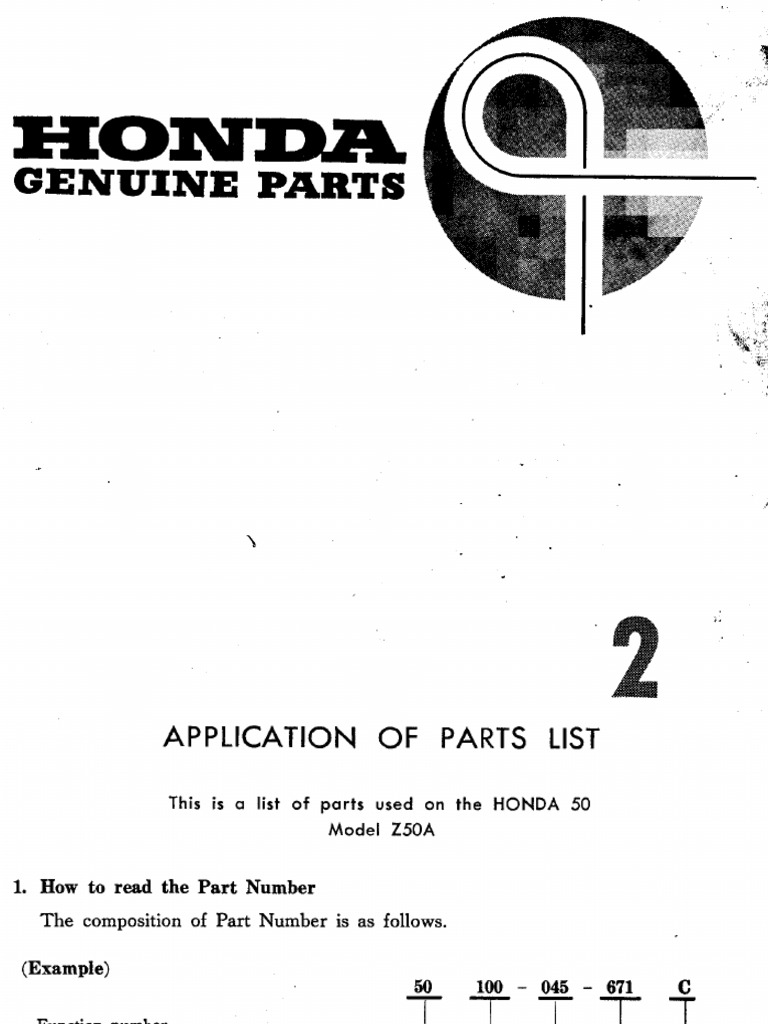 Honda Z50 Parts List and Ordering Guide | PDF