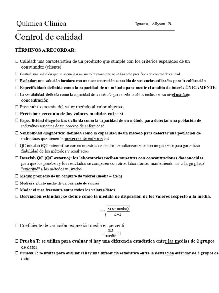 Control de Calidad en Química Clínica | PDF | Espectrofotometria | Diabetes