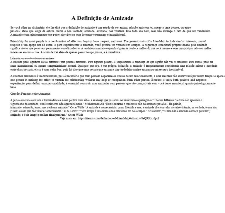 Definição de Amizade e Seus Aspectos | PDF | Amizade | Definição