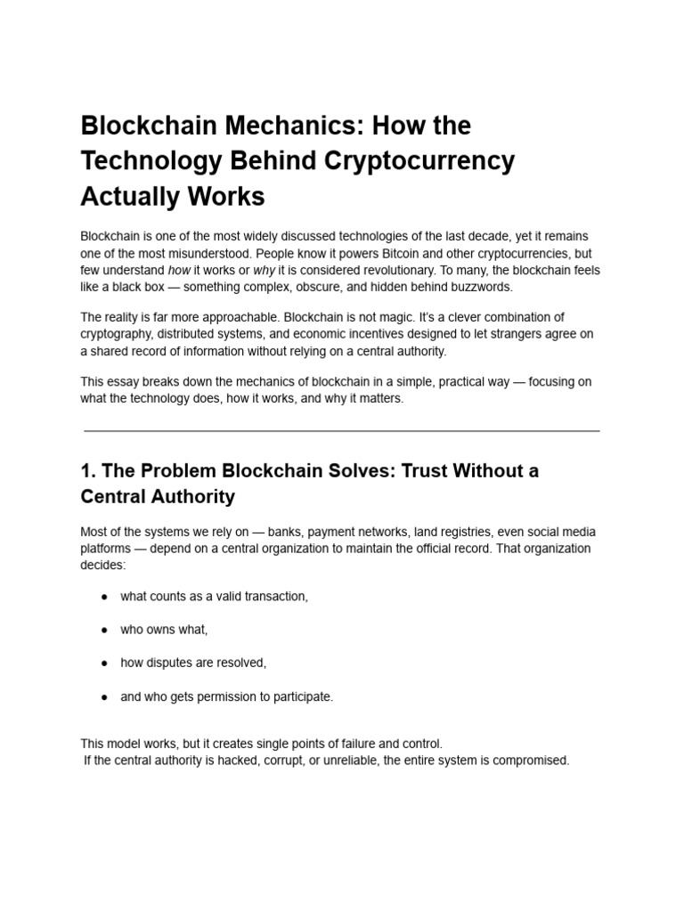 Blockchain Mechanics - How The Technology Behind Cryptocurrency ...